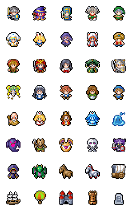 [LINE絵文字]ゲーム系ドット絵文字、ちびキャラ編の画像一覧