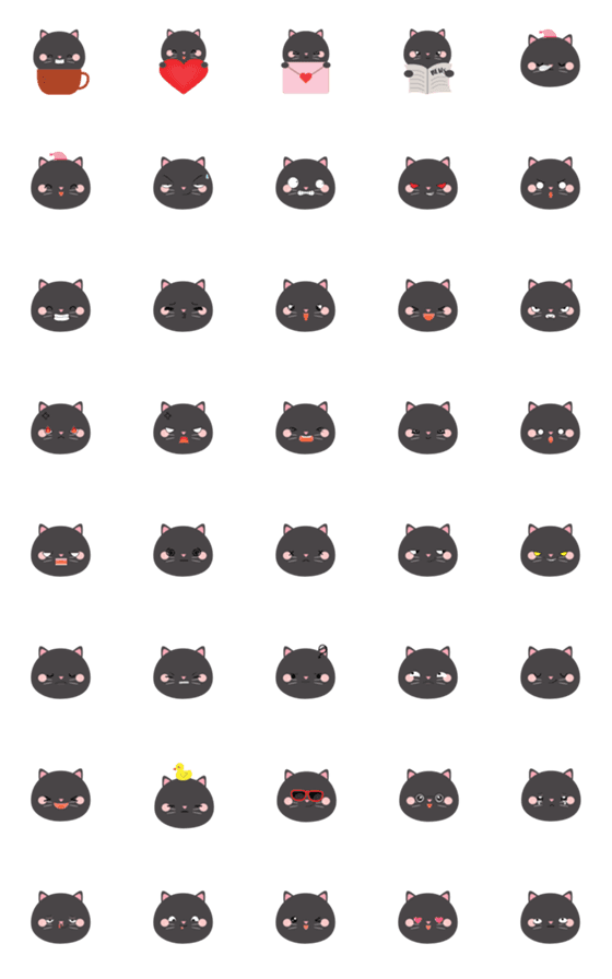 [LINE絵文字]Cute Cute Black Catの画像一覧