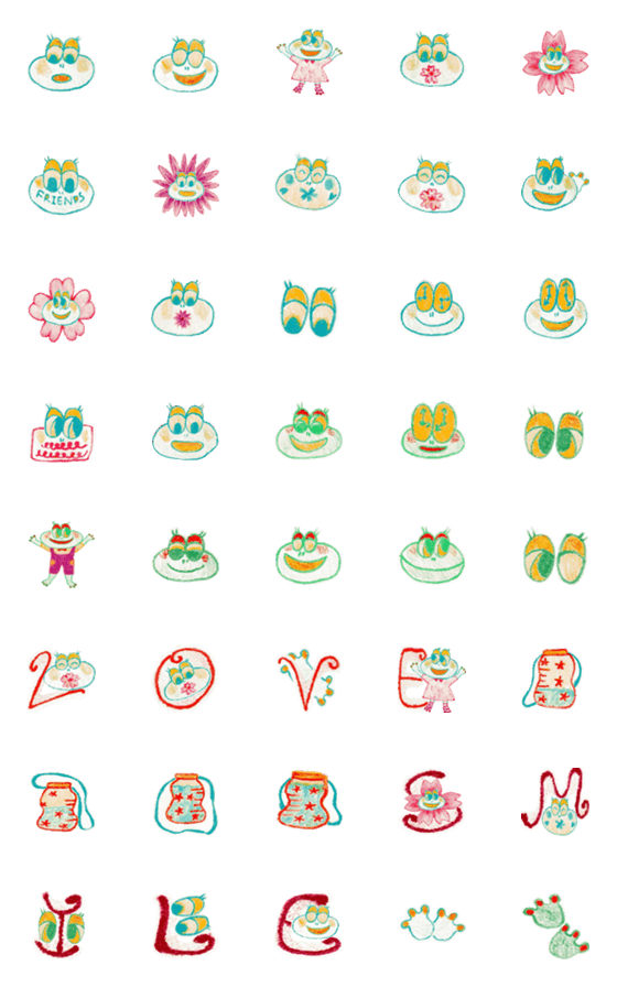 [LINE絵文字]カエルxLovexスマイル 絵文字（手描き）の画像一覧