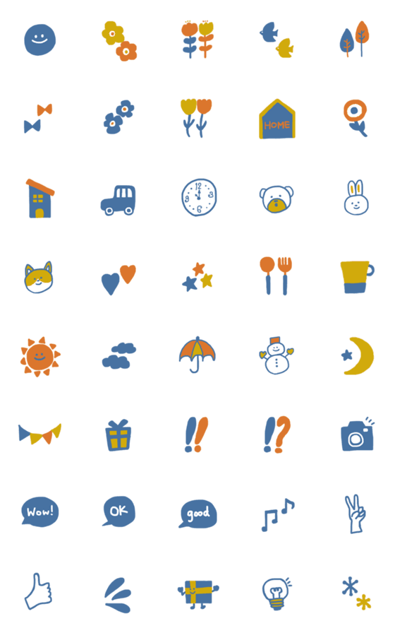 Line絵文字 大人可愛い 北欧カラーのシンプル絵文字 40種類 1円