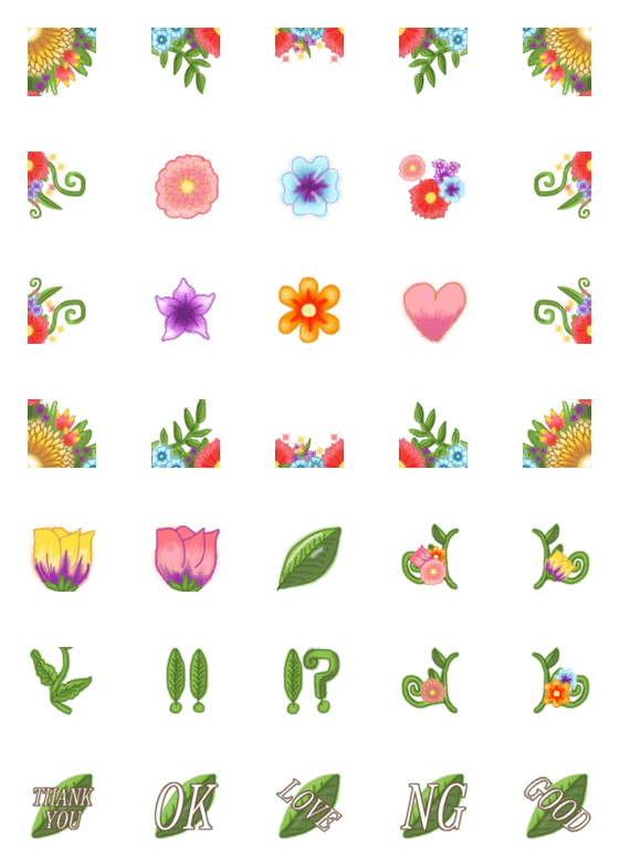 [LINE絵文字]華やかになるお花デコの画像一覧