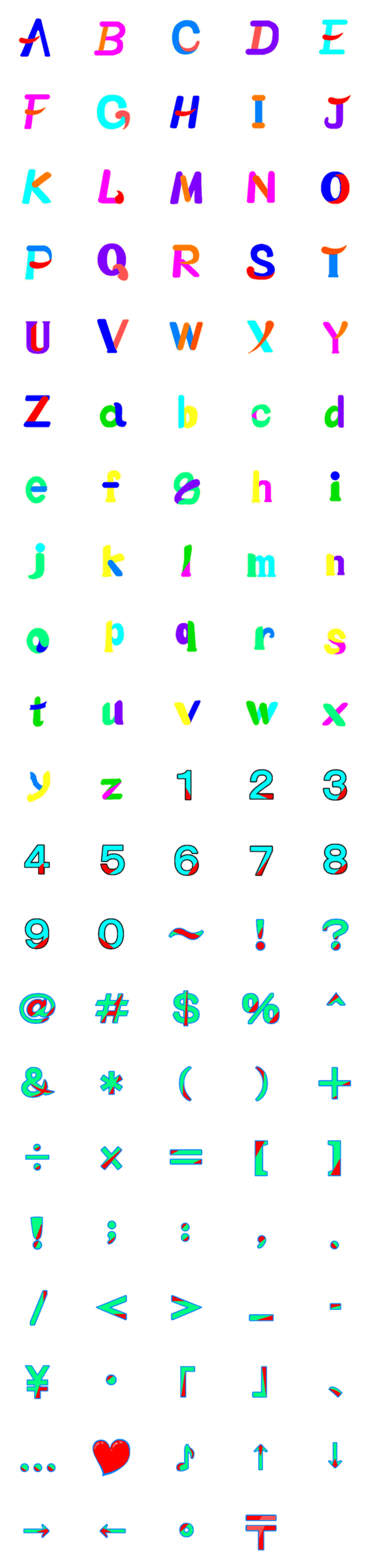 [LINE絵文字]Deco-Moji(Alphameric):Exciting color No1の画像一覧