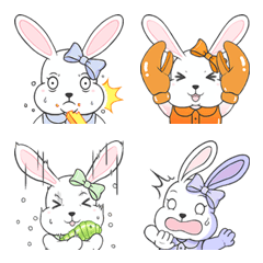 [LINE絵文字] Funny And Cute Bunny Rabbit Emojiの画像