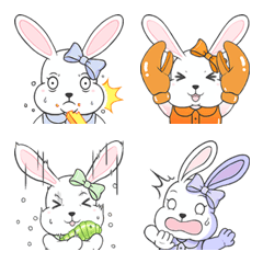 Funny And Cute Bunny Rabbit Emojiの絵文字メイン画像