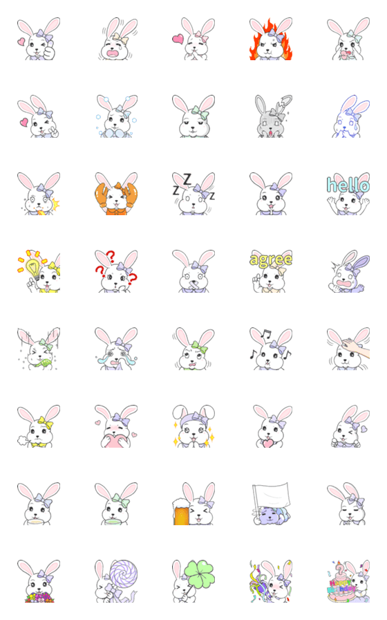 [LINE絵文字]Funny And Cute Bunny Rabbit Emojiの画像一覧