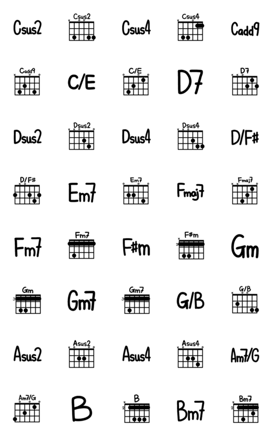 [LINE絵文字]Guitar chords EMOJI (part 2)の画像一覧