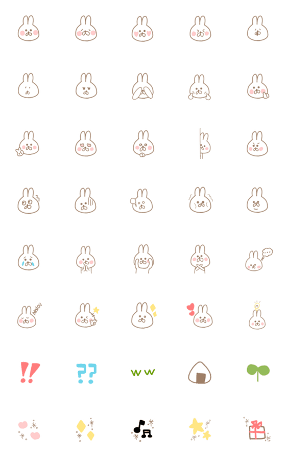 [LINE絵文字]シンプル 使いやすいうさぎの画像一覧