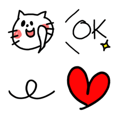 白猫と手書き風かわいい絵文字の絵文字メイン画像