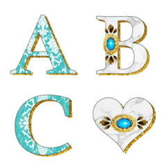 [LINE絵文字] Turquoise Blue ＆ Jewelry Emojiの画像