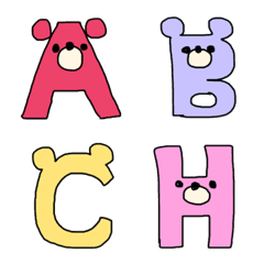 [LINE絵文字] くまさんの可愛い ABC 絵文字 記号の画像