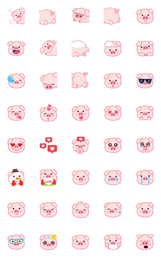 [LINE絵文字]Emoji : Lovely pigの画像一覧