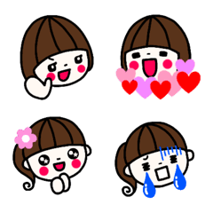 [LINE絵文字] おかっぱ女子＆ポニーテール女子 絵文字の画像