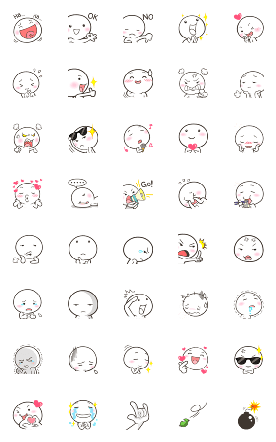 [LINE絵文字]Stunt man White Emoji so cuteの画像一覧