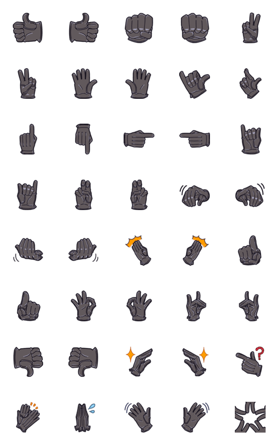 [LINE絵文字]みんなの黒皮手袋ハンドサインの画像一覧