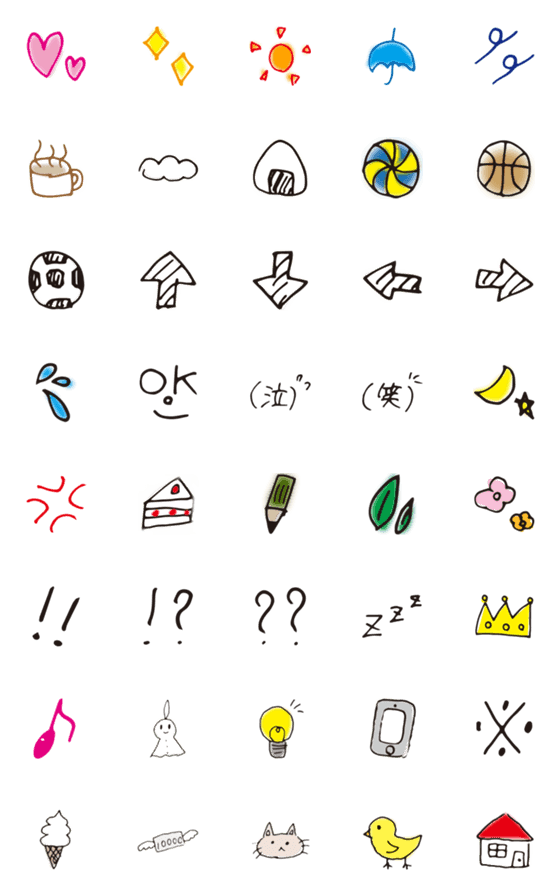 [LINE絵文字]手書きペン絵文字の画像一覧