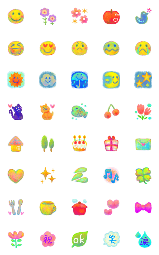 [LINE絵文字]ゆるふわクレヨン絵文字の画像一覧