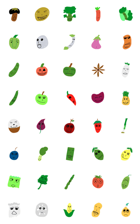 [LINE絵文字]Vegetable expressionの画像一覧