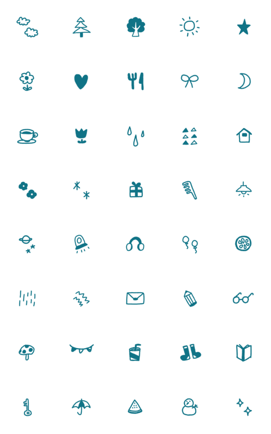 [LINE絵文字]Simple girly blue-green Emojiの画像一覧