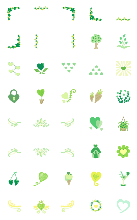 [LINE絵文字]Green Love Decor Emojiの画像一覧