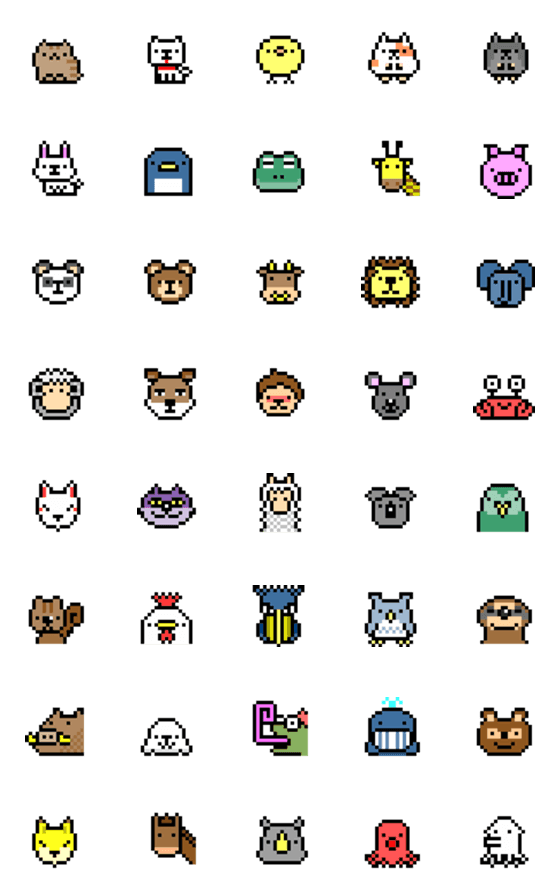 Line絵文字 ドット絵ドーブツ 40種類 1円