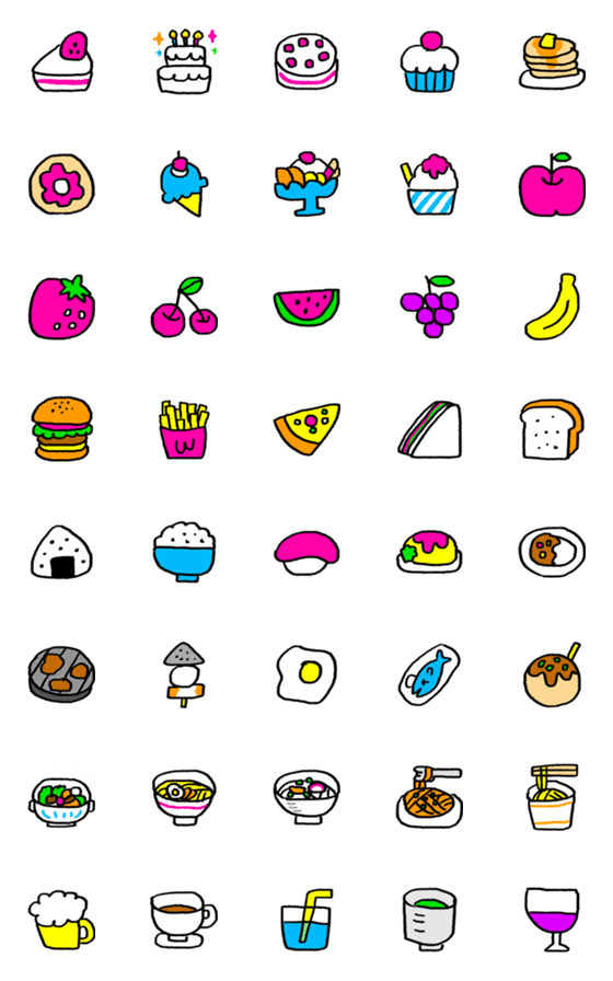 [LINE絵文字]エモかわ♡フード・ドリンクの画像一覧
