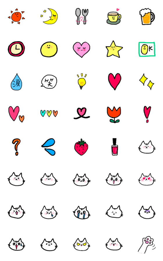 [LINE絵文字]猫と日常よく使う絵文字の画像一覧