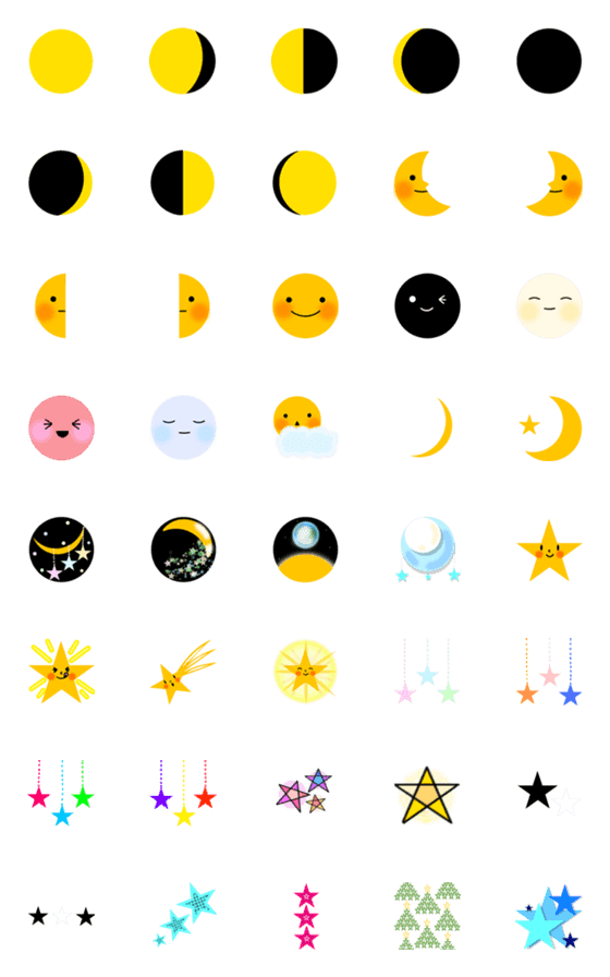 [LINE絵文字]みんなが使える月と星の絵文字の画像一覧