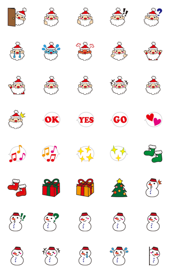 [LINE絵文字]サンタクロースと雪だるまの絵文字1の画像一覧