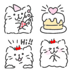 [LINE絵文字] ♡モフモフ白ねこ♡の画像