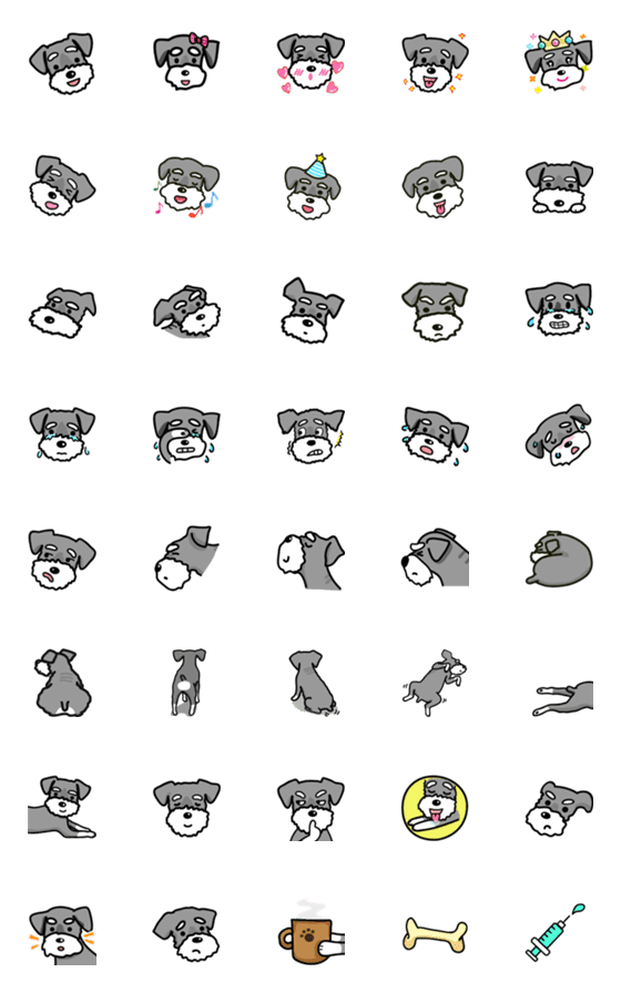 [LINE絵文字]かわいい犬 ミニチュアシュナウザ part2の画像一覧