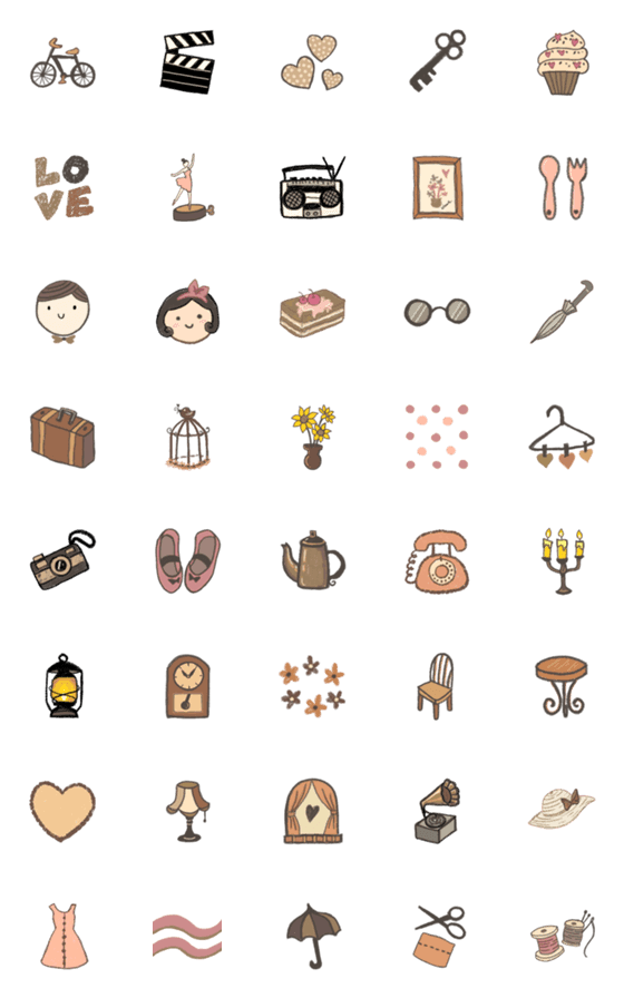 [LINE絵文字]Love Vintage Emojiの画像一覧