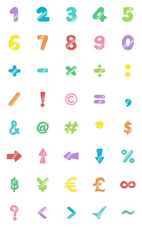 [LINE絵文字]Rainbow Numbersの画像一覧