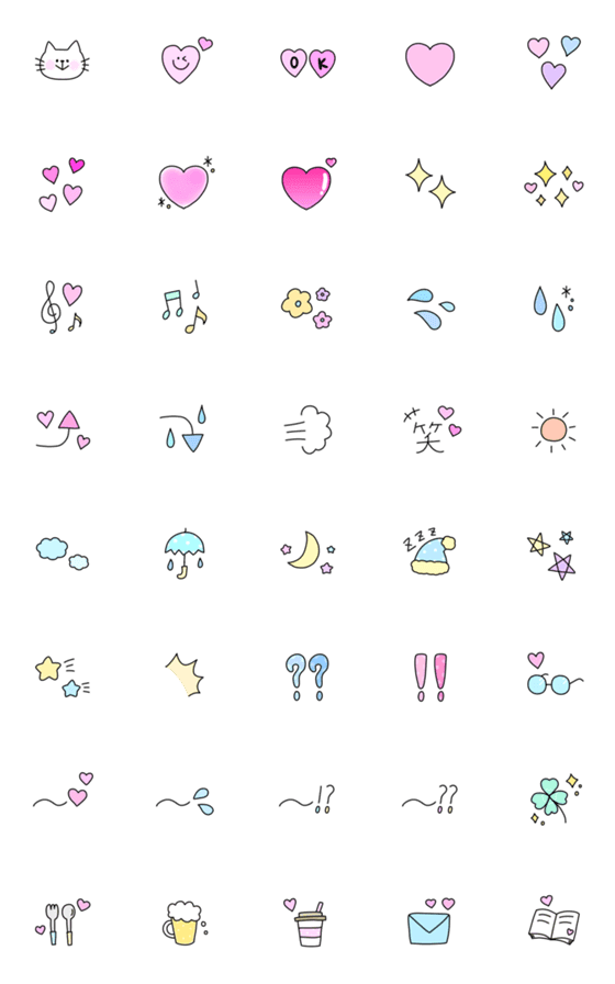 Line絵文字 手書きパステルカラー絵文字 40種類 1円 Line絵文字 手書きパステルカラー絵文字 40種類 1円