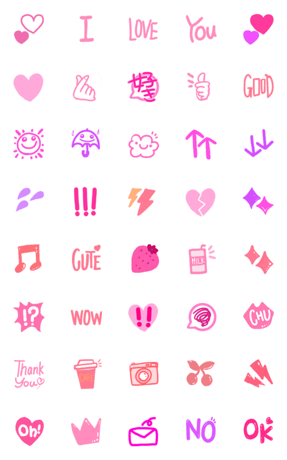 [LINE絵文字]ピンクの日常 絵文字の画像一覧