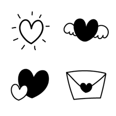 モノクロハート絵文字の絵文字メイン画像