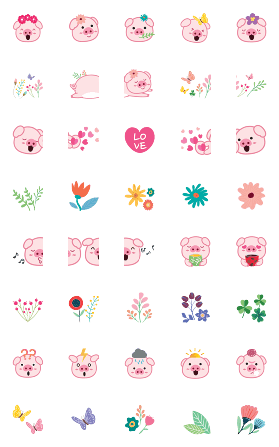 [LINE絵文字]Emoji : Lovely pig 3の画像一覧