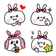 [LINE絵文字] うさぎリボンの絵文字★表情セットの画像