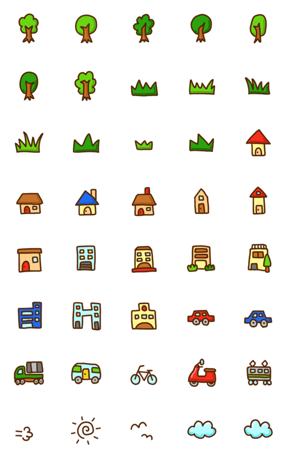 [LINE絵文字]木とか家とか乗り物とかの画像一覧
