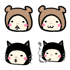 [LINE絵文字] ねこねことくまくまの画像