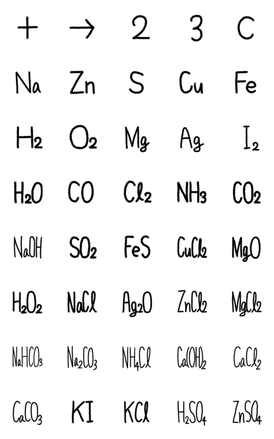 [LINE絵文字]化学反応式つくる絵文字の画像一覧