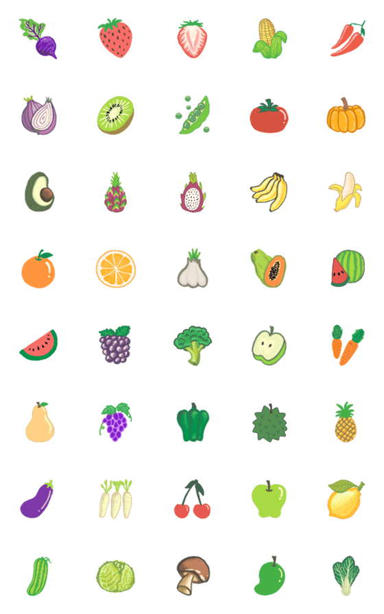 [LINE絵文字]Fruits and Veggiesの画像一覧