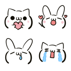 [LINE絵文字] ねことうさぎの顔文字風・絵文字の画像