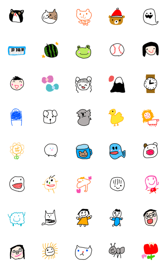 [LINE絵文字]シュールでかわいい子どもの絵風絵文字(11)の画像一覧