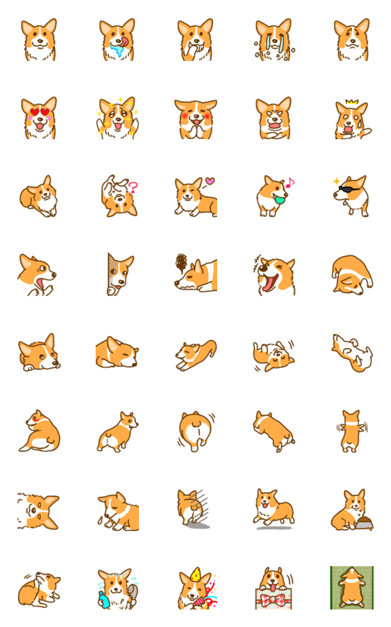 [LINE絵文字]かわいいコーギーの絵文字の画像一覧