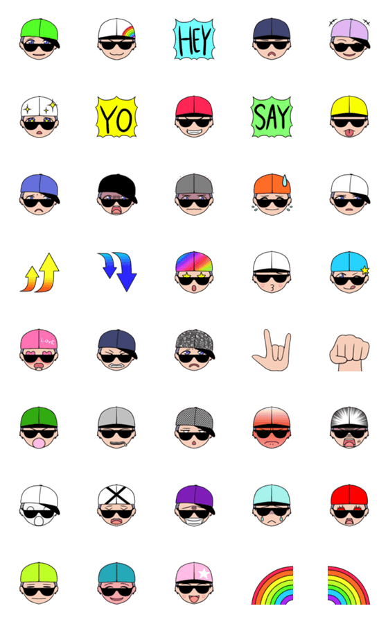 [LINE絵文字]Rainbow cap boyの画像一覧