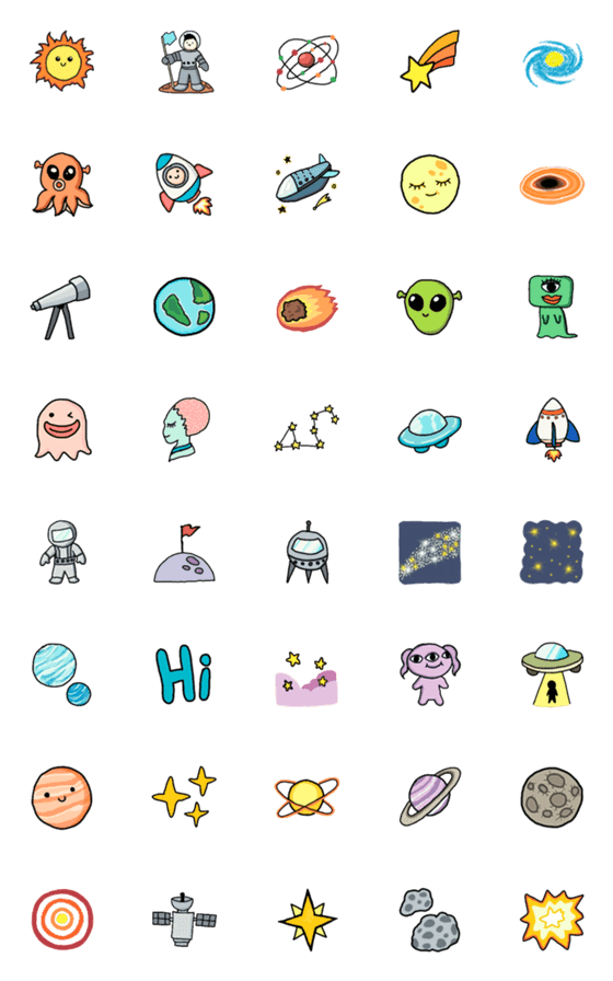 [LINE絵文字]Space Galaxy Emojiの画像一覧