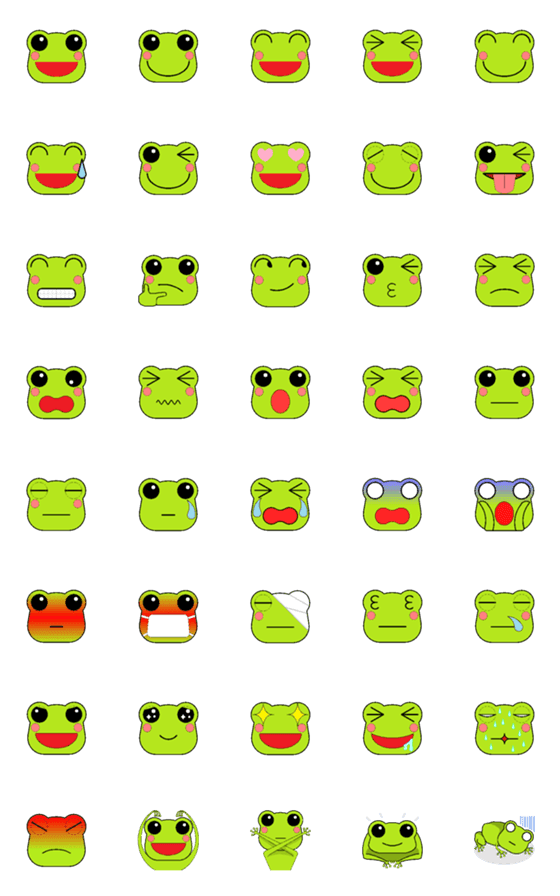 [LINE絵文字]色々な表情のカエル絵文字の画像一覧