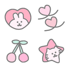 優しいガーリー絵文字2 うさぎ＆ねこの絵文字メイン画像