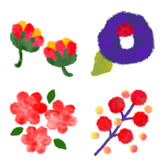 切り絵風！！ボタニカル＆フラワー絵文字の絵文字メイン画像