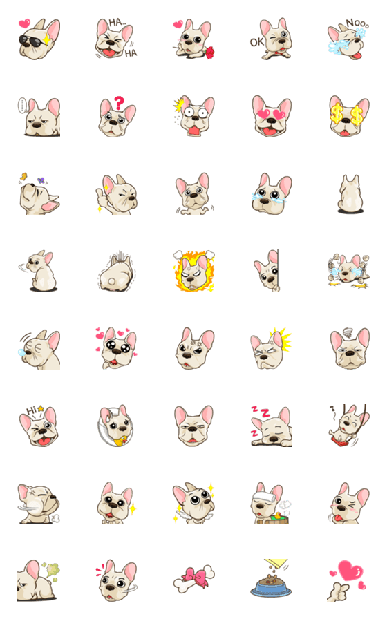 [LINE絵文字]Frenchie Dog Emoji so cuteの画像一覧